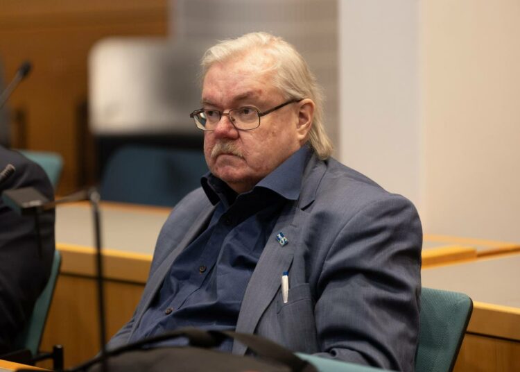 Perussuomalaisten vaalipäällikkö Pekka Kataja Keski-Suomen käräjäoikeudessa Jyväskylässä helmikuussa.