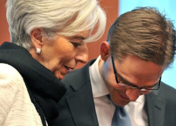 Suomen valtiovarainministeri Jyrki Katainen ja Ranskan valtiovarainministeri Christine Lagarden.