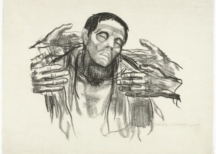 Käthe Kollwitz, "Auttakaa Venäjää", 1921, litografia