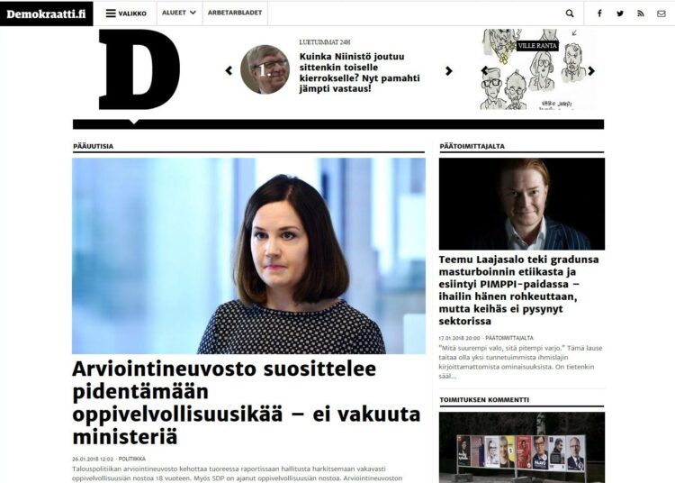 Esimerkiksi Demokraatin verkkolehden tulot eivät kata kuluja.