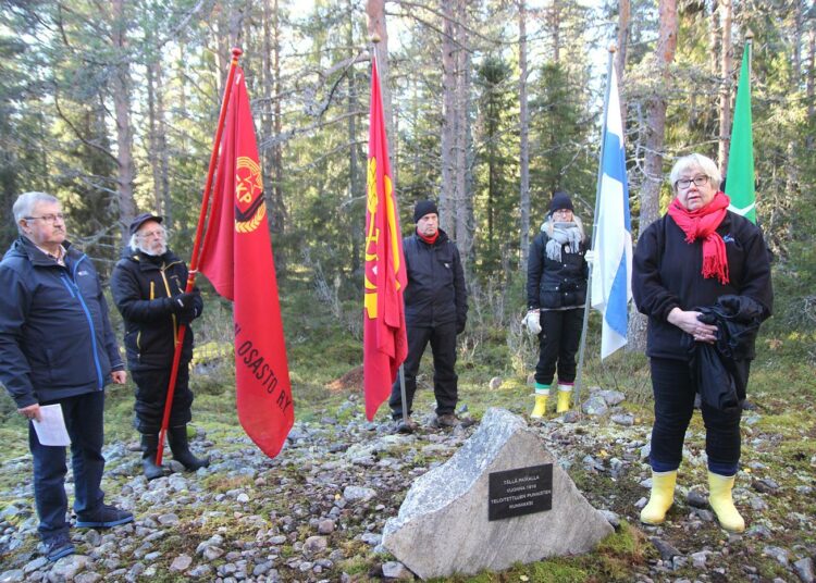 Kemin Työväenyhdistyksen puheenjohtaja Veikko Kumpumäki ja muistomerkkityöryhmän vetäjä Sisko Korrensalo paljastivat muistomerkin. Lippulinnassa Suomen lippua kantoi Pirita Hyötylä, SKP:n paikallisjärjestön lippua Tapio Siirilä, SDP:n paikallisjärjestön lippua Jukka Ikäläinen ja Vasemmistoliiton Kemin yhdistyksen lippua Korrensalon takana oleva Aaro Tiilikainen.