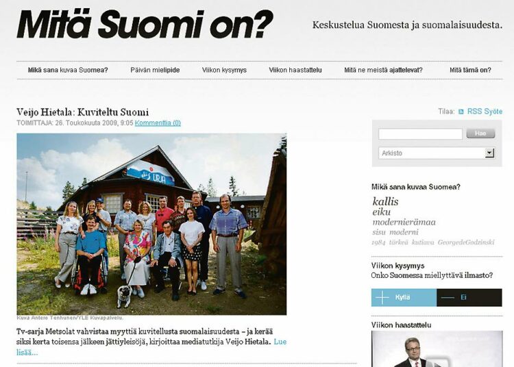 Mitä Suomi on -nettisivulla pohditaan Suomi-kuvaa.