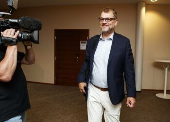 Pääministeri Juha Sipilä keskustan eduskuntaryhmän kesäkokouksessa Vantaalla tiistaina.